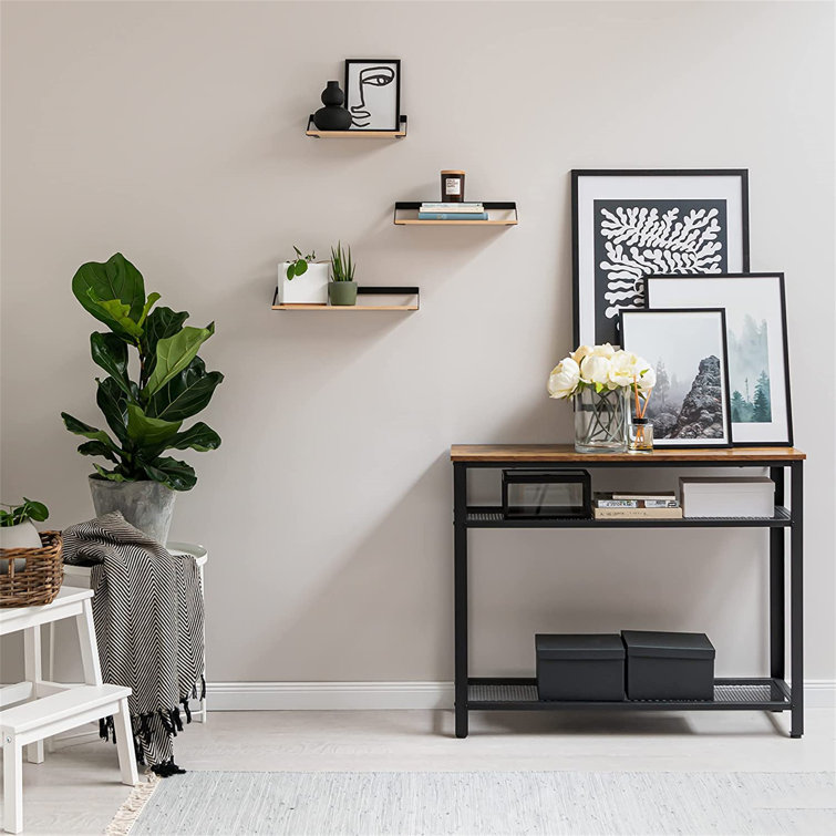 Birch wood top floating shelves
